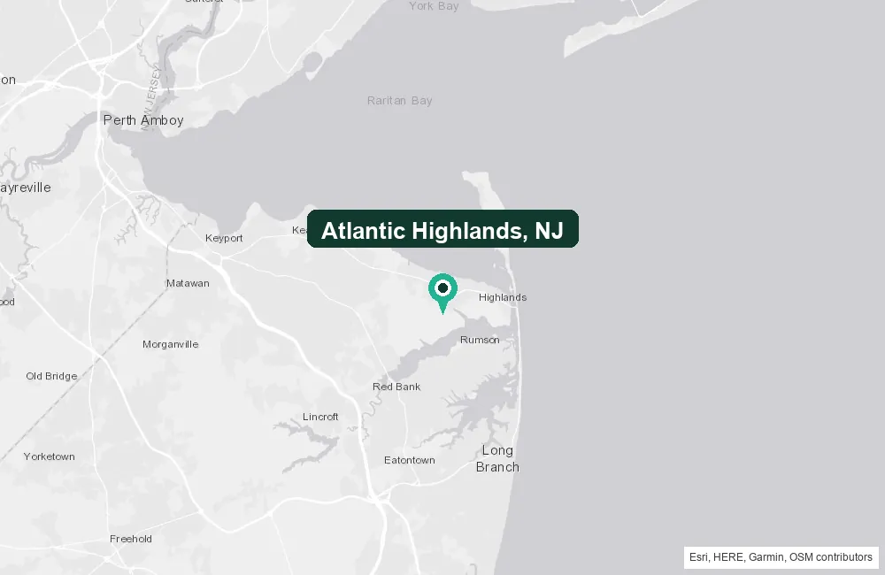Map of Atlantic Highlands, New Jersey and the surrounding Monmouth County area service area